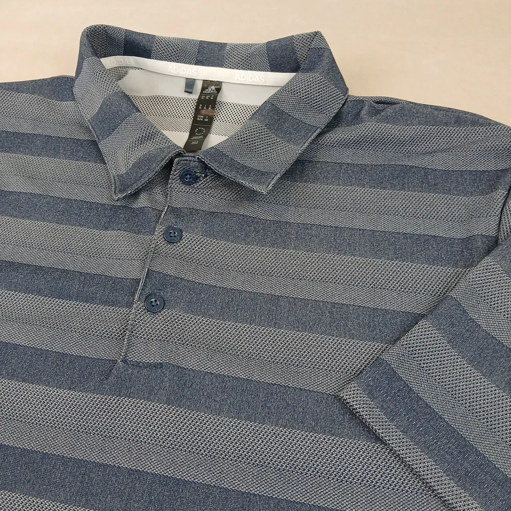 Adidas XL Mens Polo Shirt Golf Knit Stripes 24x29